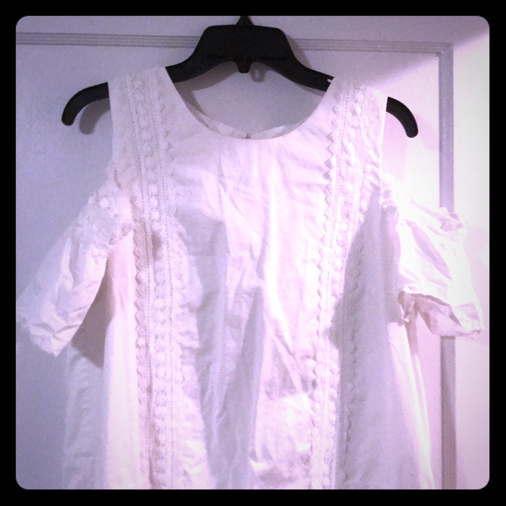 White lace cold shoulder dress